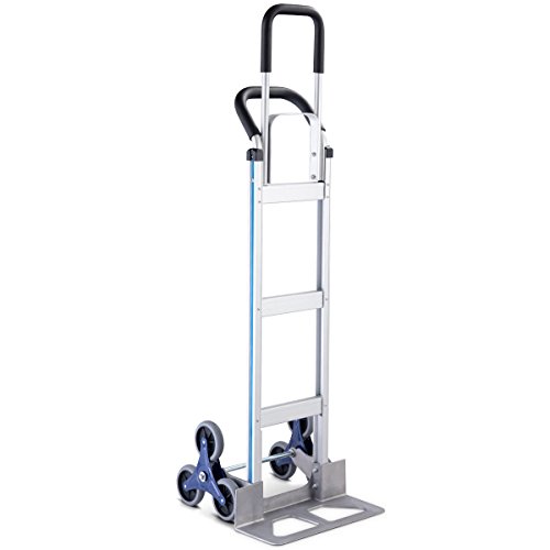 2-In-1 Aluminum Folding Stair Climber Cart Hand Truck Capacity 550 LBS w/3 Wheel Design