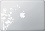 Flowers in the Wind - Macbook or Laptop Vinyl Decal Sticker (White)