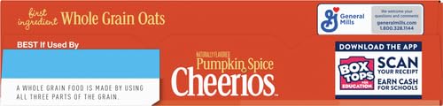 PUMPKIN SPICE CHEERIOS, GLUTEN FREE BREAKFAST CEREAL, 10.8 OZ