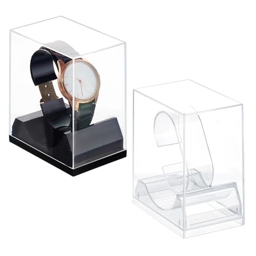 PH PandaHall 2 Colors Watch Display Stand Boxes, Single Watch Holder Acrylic Bracelet Display Rack Watch Case Jewelry Holder Stand Watch Organizer Watch Storage Stand for Men Women Watch Display