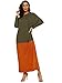 Verdusa Women's Color Block Long Sleeve Casual Loose Oversized Maxi Dress Green M