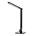 Coocheer LED Desk Lamp with Touch Control Swing Arm Dimmable Office Lamp Eye Caring Table Lamp with USB Charging Port (Black/ 5 Dimmer pro)