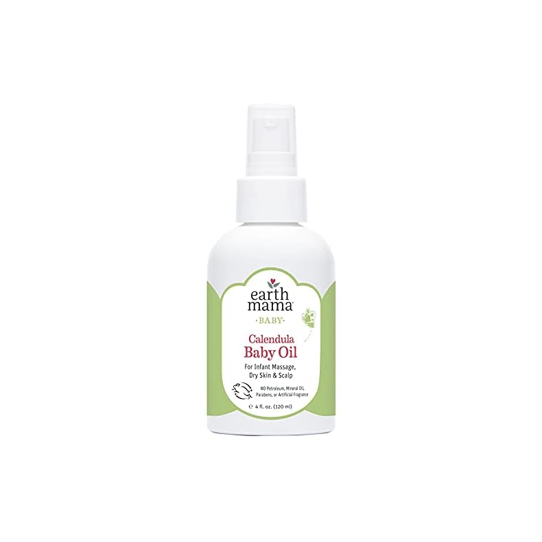 Earth Mama Calendula Baby Oil for Fragrance-Free Infant Massage, 4-Fluid Ounce