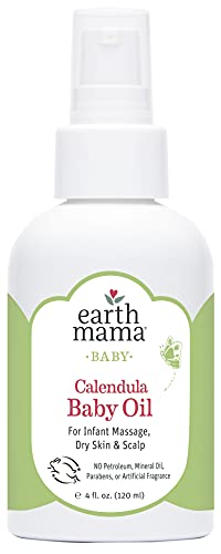 Earth Mama Calendula Baby Oil for Fragrance-Free Infant Massage, 4-Fluid Ounce