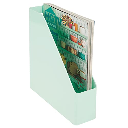 mDesign Plastic Slim Vertical File Folder Bin Storage Organizer with Handle Hold Notebooks