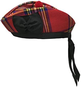 Royal Stewart Tartan Glengarry Hat - Pure Wool Classic Scottish Design New