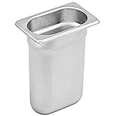 Winco 1/9 Size 6" Deep Metal Food Pan/Steam Table Pan, Anti-Jam, 22 Gauge