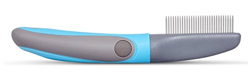Internet's Best Fine Toothed Pet Comb | Dog Comb for Short and Medium Hair Breeds | Stainless Steel Teeth | Blue & Grey | Small - Thumbnail 3