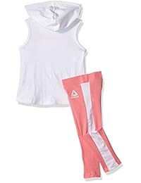 Reebok - Conjunto de camiseta y leggings sin mangas para niña