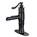 BWE Led Oil Rubbed Bronze 8 Inch Widespread Waterfall Bathroom Faucet 3 Hole Rustic with Pop Up Drain Assembly and Supply Line 2 Handles Black Vanity Lavatory Sink Mixer Tap