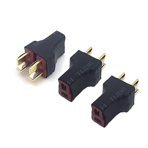 3 Pcs RC No Wire T Plug 1 Female to 2 Male Parallel Connector Adapter for RC Quadcopter Multirotor Car
