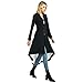 City In Left Women' s Slim Long Dovetail Turn-Down Collar Trench Coats (XX-Large, Black)