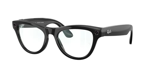 Meta Ray-Ban Meta (Gen 1), Skyler, Shiny Black | Smart AI Glasses for Men, Women — 12 MP Ultra-Wide Camera, Open-Ear Speakers for Audio, Video Recording and Bluetooth — Clear Lenses — Wearable Technology