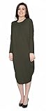 Baby'O Women's Micro Suede Knit Long Sleeve Comfy Midi Dress