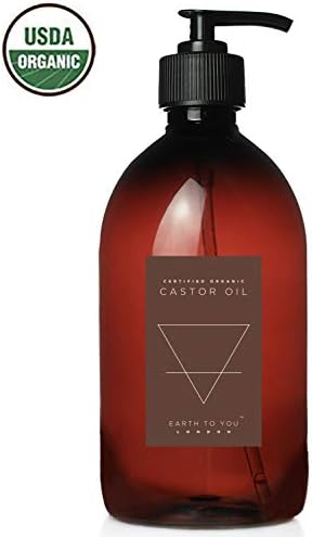 Castor Oil Organic 16.9 oz USDA Certified, 100% Pure, Cold Pressed, Unrefined, Vegan, Treatment for Hair Growth, Eyelashes, Moisturizer for Face, Skin 500ml by Earth To You