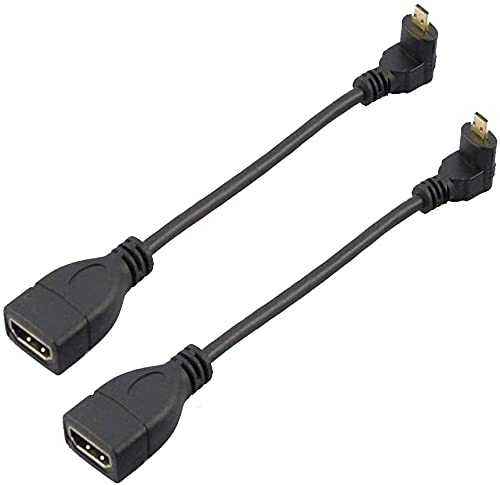 LiKuCo 2Pack 6 inch 90 Degree Down Angled HDMI Female to Micro HDMI Male Adapter Cable Golden Plated (2Pack Down Angled)