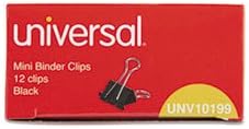 (6 Pack Value Bundle) UNV10199 Mini Binder Clips, Steel Wire, 1/4" Cap., 1/2" Wide, Black/Silver, Dozen