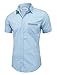 TAM WARE Mens Casual Chest Pocket Short Sleeve Button Down Shirts TWCMS06-SKYBLUE-US M