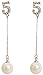 Fashion Designer Inspired Faux Pearl Lucky Number Long Charm Dangle Drop Earrings Studs for Women (Silver)