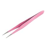 HHR Stainless Steel Precision Tweezers for Ingrown Hair, Eyebrow Hair, Facial Hairs - Great for Splinters and Glass Removal - Steel Pointy Ends Meet Perfectly - Stainless Steel - Pink