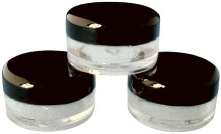 5ml Empty Plastic Cosmetic Jars x 50 CLEAR with BLACK Lids for Creams/Sample/Make-Up/Glitter Storage