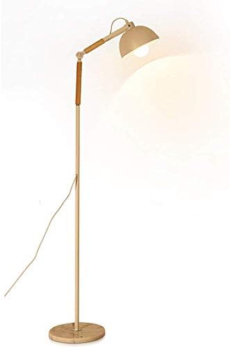 TXDZ LED Iron Floor Lamp, American Country Living Room Dining Room Floor Light Scandinavian Study Reading Wooden Floor Lamps (Color : White-B)
