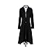 HaoDuoYi Women's Woolen Asymmetrical Swallowtail Open Front Long Trench Coat(M,Black)