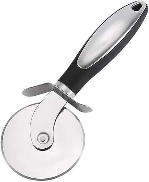 HFLYJPYW Premium Pizza Cutter Food Chopper-Super Sharp Stainless Steel Pizza Cutters Rocker/Slicer/Blade/Knife with Cover Multi Function Kitchen Tools,Dishwasher Safe (deep black)