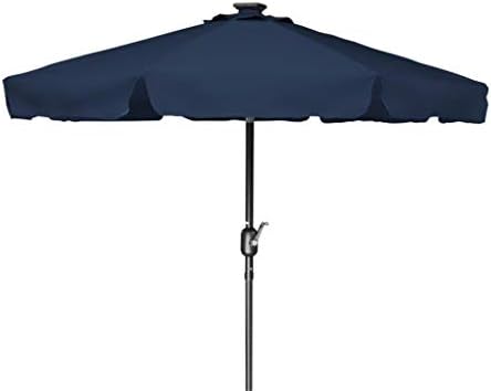 Amazon Com Trademark Innovations Deluxe Solar Powered Led Lighted Patio Umbrella 7 With Scalloped Edge Top Blue Garden Outdoor