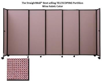 The StraightWall® Telescoping Room Divider, 4' H x 7'2'' L Portable Partition (Wine)