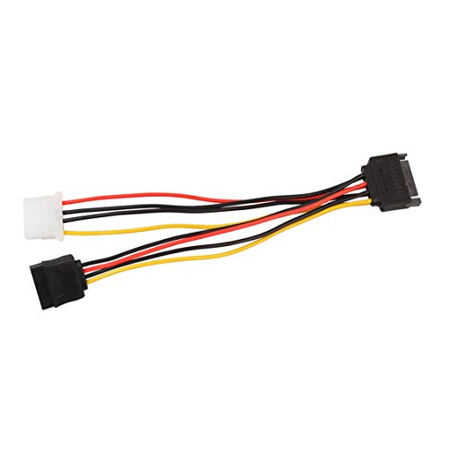 15 Pin SATA Male to 4Pin IDE Molex Female + SATA Female Power Cable Cord 18AWG 1 to 2 Power Line for Motherboard & Hard Disk - Thumbnail 4
