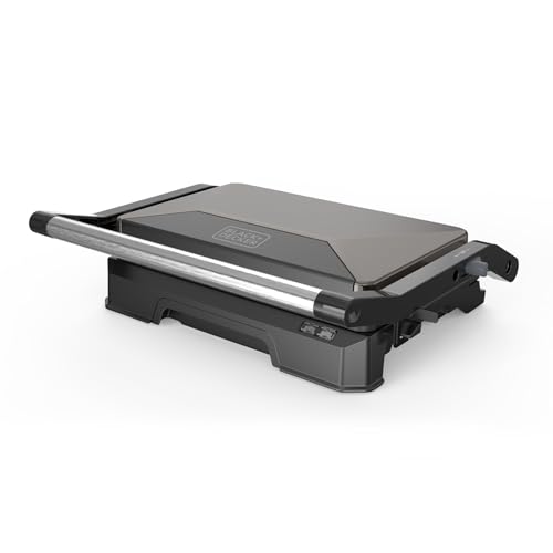 - Parrilla Grill 1000W, Apertura 180°, Antiadherente, Plancha