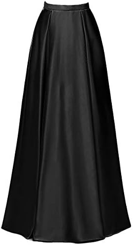 AiniDress Women’s Satin Long High Waist Formal Skirts with Pockets Floor Length Prom Party Skirts