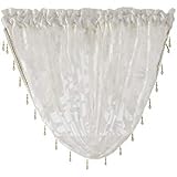NAPEARL Beaded Valance Curtain-Elegant Jacquard Swags for Decorating, Waterfall Window Valance for Kitchen, Small Window, Bathroom, 1 Sheer Valance ( 57 x 37 Inch, White )