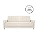 DHP Andora 76 Inch Futon Sofa Bed in Faux Leather, Modern Upholstered Couch Sleeper with Button Tufted Back and Seat, Full, White