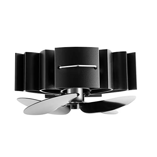 Morinoli Fireplace Fans Heat Powered Stove Fan for Log Wood Burner Wood Stove Fan 4 Blade -Eco Friendly and Efficient Fan,Black,Lotus Flower