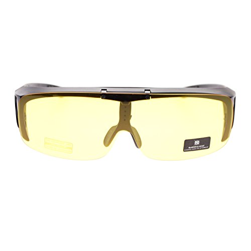 Barricade Large Mens Polarized Flip Up Fitover Sunglasses Black Yellow