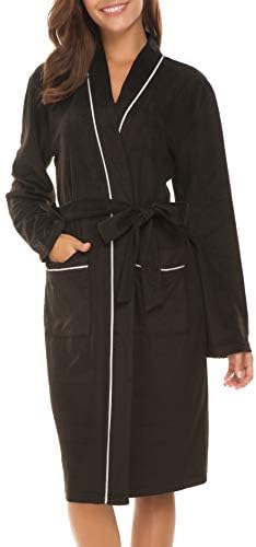 Invug Women Kimono Bathrobe Soft Flannel Sleepwear Fleece Spa Robes with Pockets
