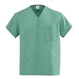 Medline AngelStat Unisex Reversible V-Neck Scrub Top, MDL-CC Small, Jade Green