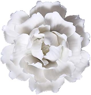 Handmade Ceramic Flowers 3D Wall Decor Ornaments for TV Sofa Background Living Room (Small, White)
