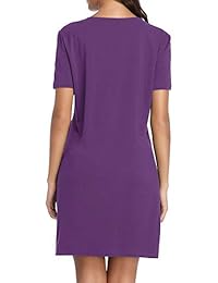 HUHOT - Vestido de verano para mujer, manga corta, cuello en V, informal, con botones y bolsillos