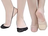 Women's 6 Pairs Ultra Low Cut No Show Padded Half Liner Socks with Sling Back (4beige2black)