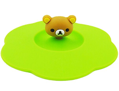 Rimobul 4 Pcs Leakproof Silicone Cup Lid Cover, Random Color (Bear) - Thumbnail 2