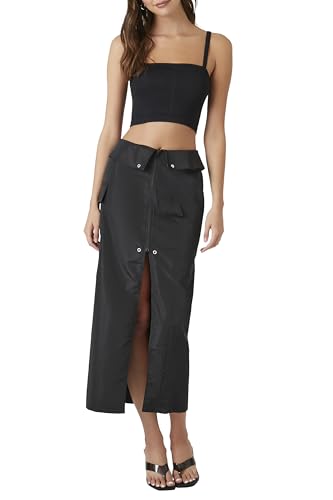 Forever 21 Split-Hem Cargo Maxi Skirt Black Medium