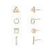 Zealmer Gold Geometric Earrings Simple Triangle Bar Square Circle Stud Earring Set 4 Pairs for Girls