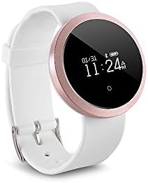 Jarv Fit Wireless Activity Tracker Smartwatch Bluetooth Fitness Tracker Sweatproof Sports Fitness Band w/ Heart Rate Monitor, OLED Display and 7 Day Battery Life [iOS and Android] - White / Rose Gold