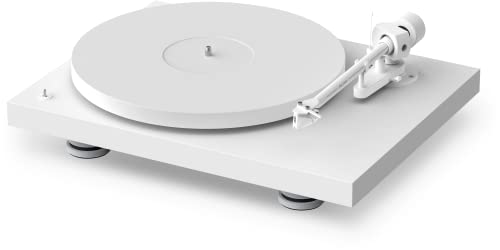 Pro-Ject Debut PRO White, Special Edition Plattenspieler mit Carbon-Aluminium-Hybrid-Tonarm, elektronischer Geschwindigkeitsumschaltung und 2M White, Satin Weiß