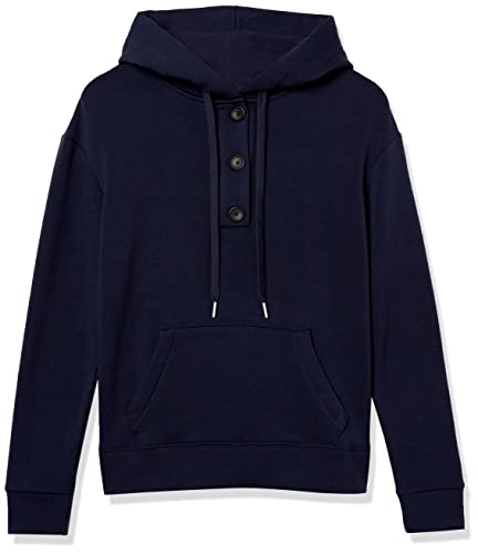 AMAZON ESSENTIALS WOMEN’S FLEECE LONG SLEEVE HENLEY HOODIE (AVAILABLE IN PLUS SIZE) (PREVIOUSLY AMAZON AWARE), NAVY, MEDIUM