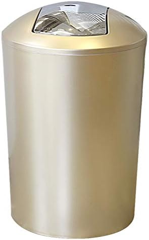 ABBD Cute Plastic Trash Can with lid, Swing Top Trash Can Bathroom, Small Trash can for bedroom, Garbage Bin Wastebasket for Office Living Room kitchen gold