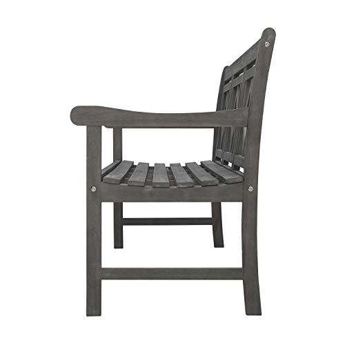 Vifah V1828 Haseley Outdoor Patio Diamond 5-Foot Hand-Scraped Hardwood Bench, Vista Grey - Thumbnail 3